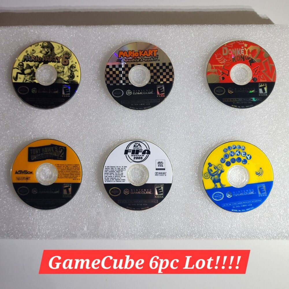 Nintendo GameCube Lot 6 Games Mario Kart Double Dash Mario Party 6 Donkey Konga